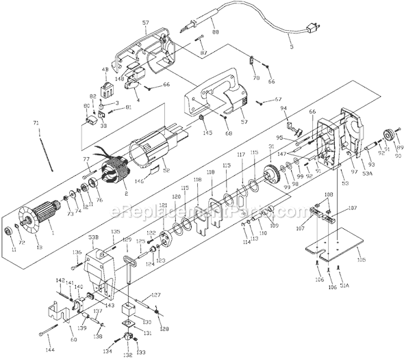Page A Diagram and Parts List for 97549 Type 2 Porter Cable Jig Saw